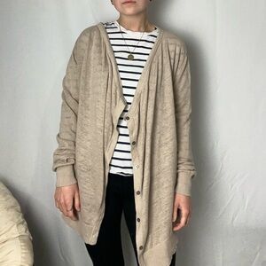 100% Linen Garnet Hill Beige Cardigan